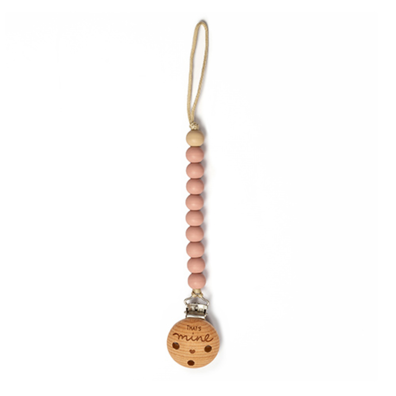 Attache Sucettes Perles en Silicone Vieux Rose That's Mine