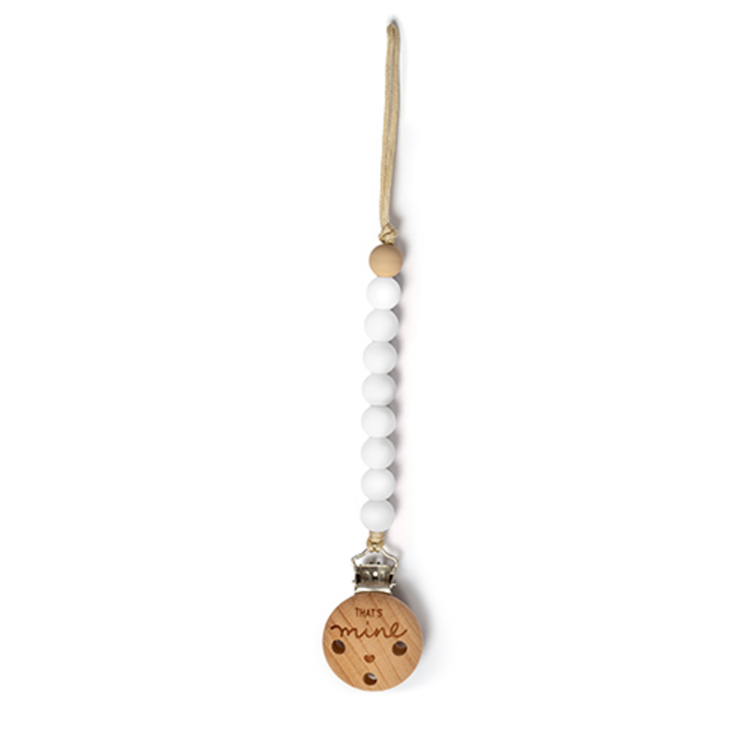 Attache Tétine Perles en Silicone Blanc That's Mine