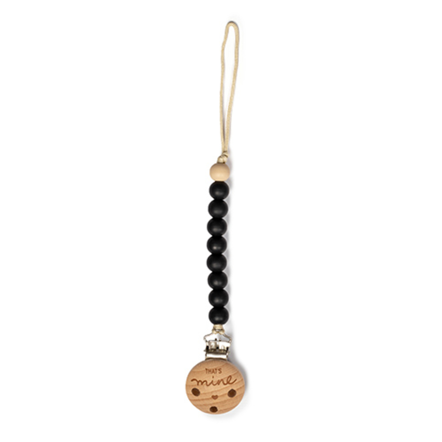 Attache Tétine Perles en Silicone Noir That's Mine