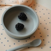Bol et Cuillère en Silicone Bleu Clair Konges Slojd