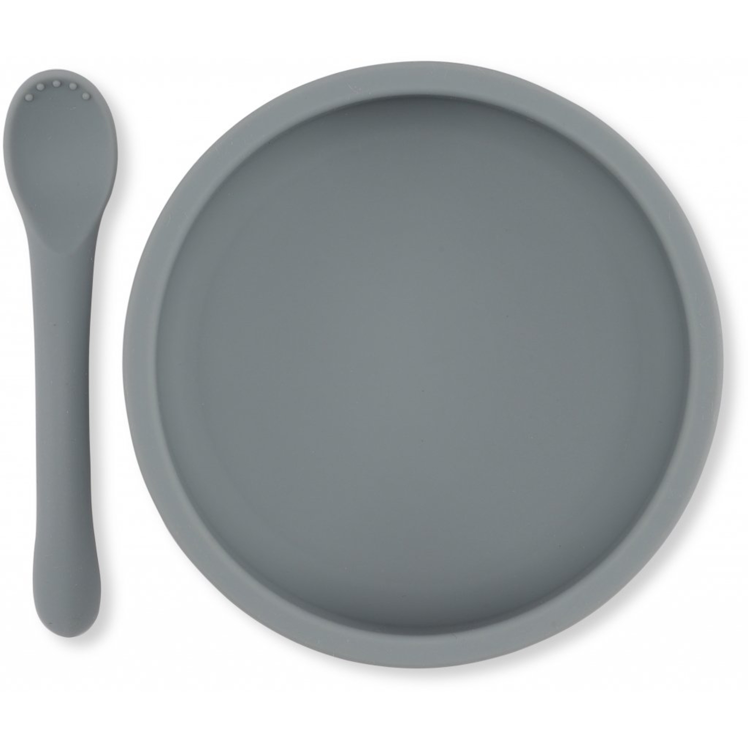 Bol et Cuillère en Silicone Bleu Clair Konges Slojd