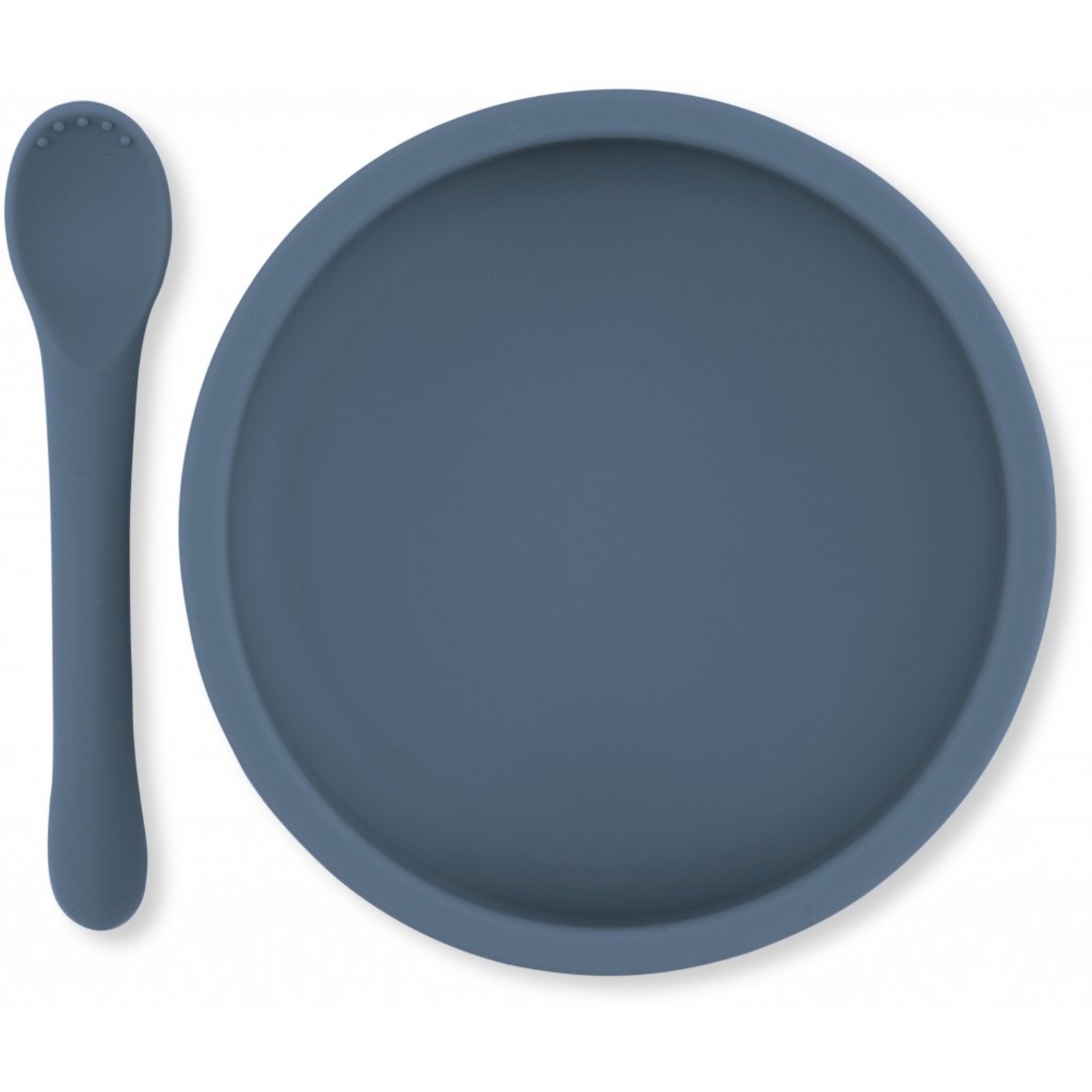 Bol et Cuillère en Silicone Bleu Foncé Konges Slojd