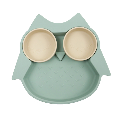 ChoO Assiette Compartimentée Hibou Elia Vert d'Eau