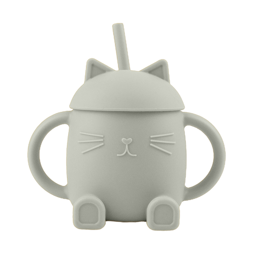 ChoO Tasse avec Paille en Silicone Chatty Bleu Glacier