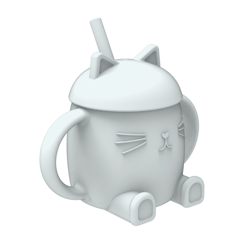 ChoO Tasse avec Paille en Silicone Chatty Naturel Clair