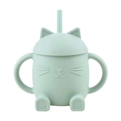 ChoO Tasse avec Paille en Silicone Chatty Vert Sauge