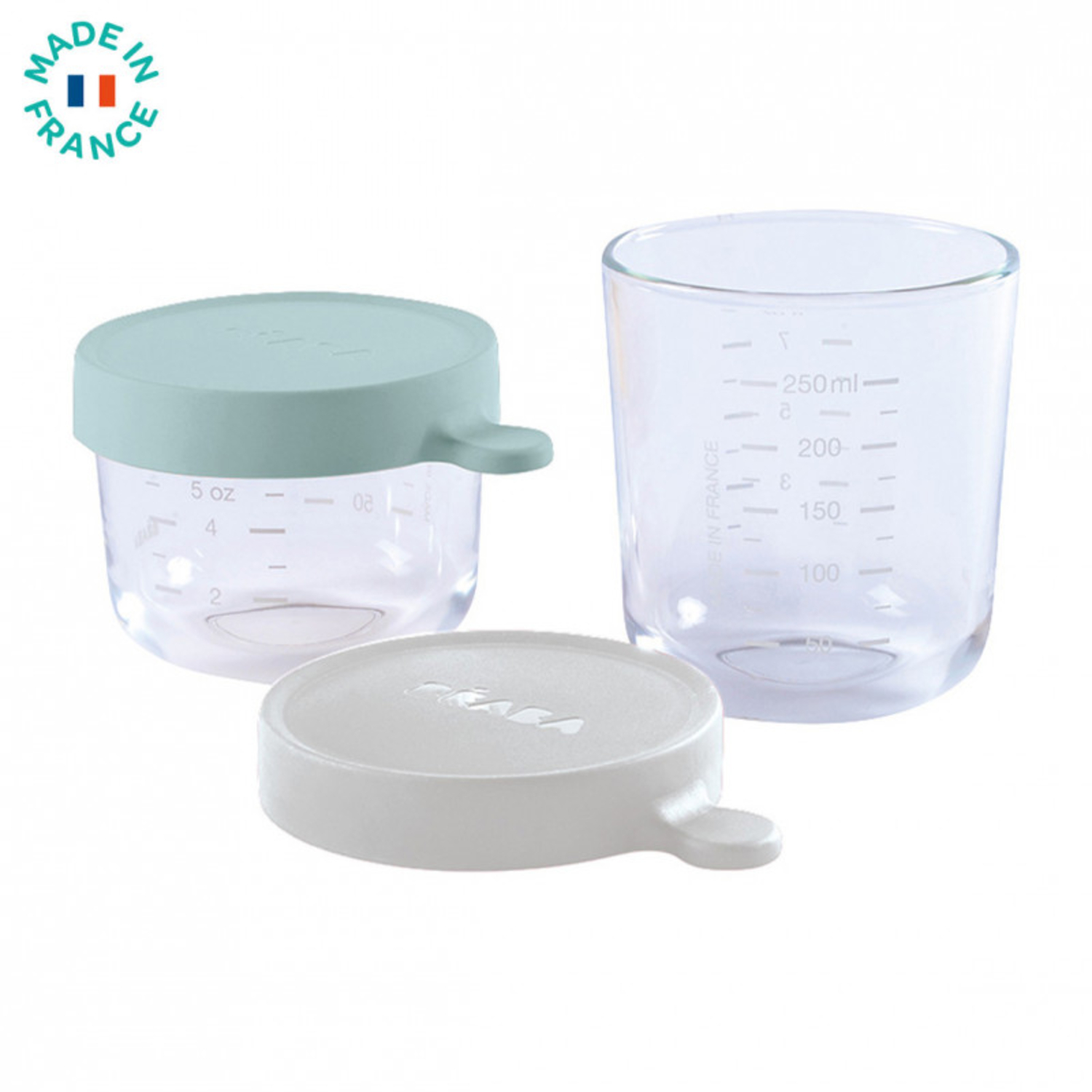 Coffret 2 Pots de Conservation en Verre Gris/vert Beaba