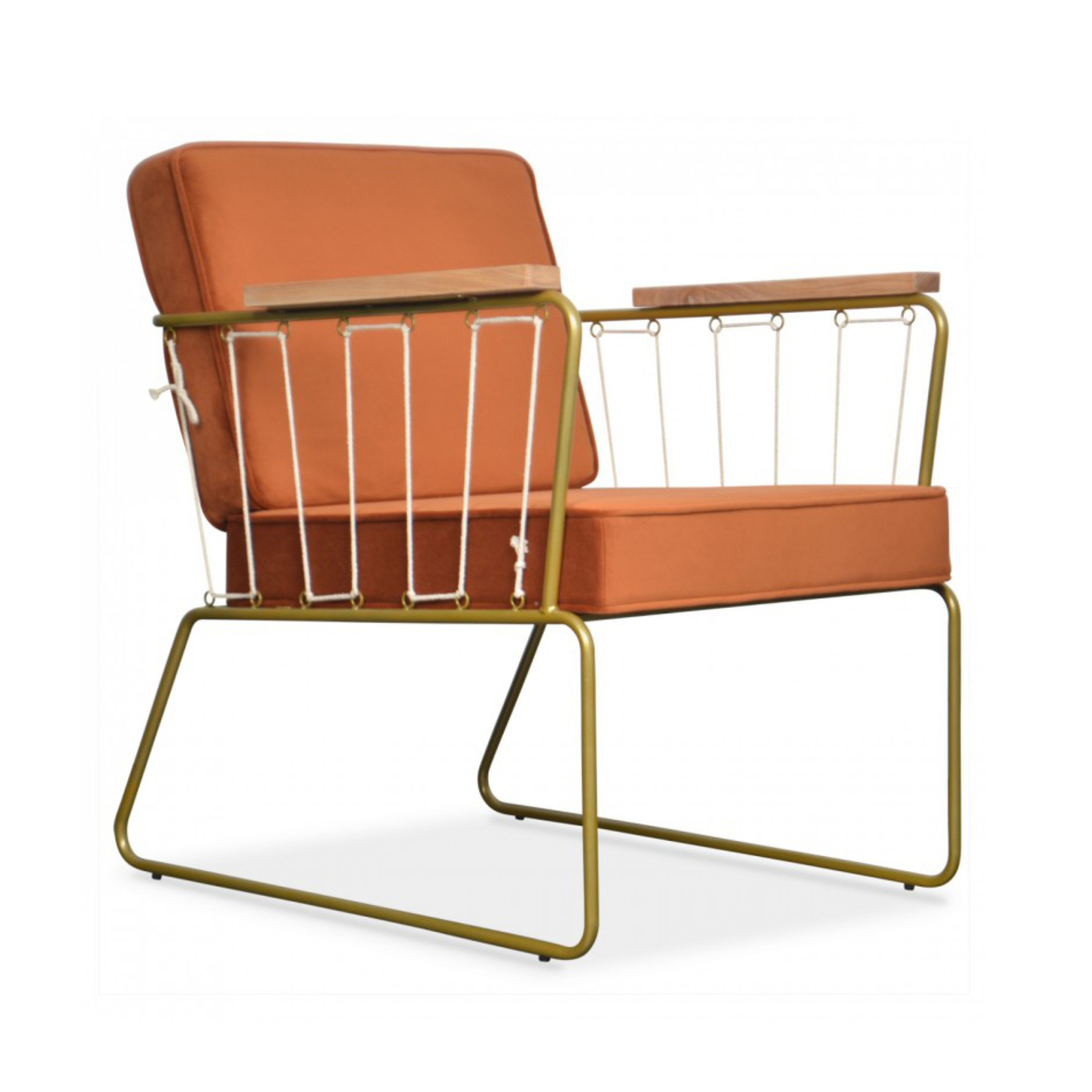 Fauteuil Cabanette en Velours et Métal Doré Opjet