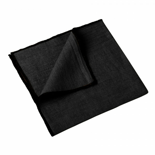 Haomy Serviette de table Letia en lin (41 x 41 cm) Noir