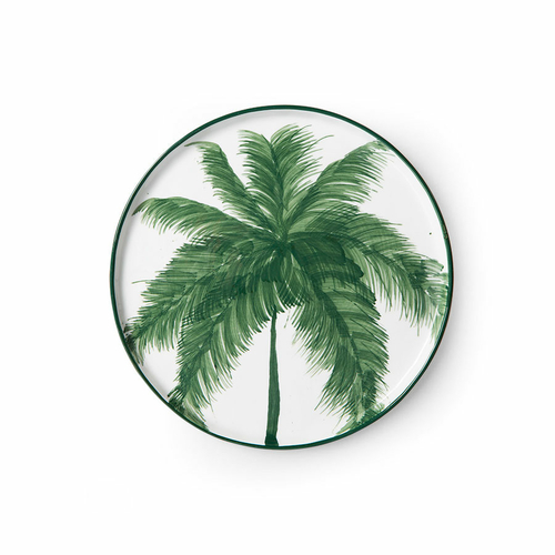 HK Living Assiette en porcelaine Palmiers Vert Medium
