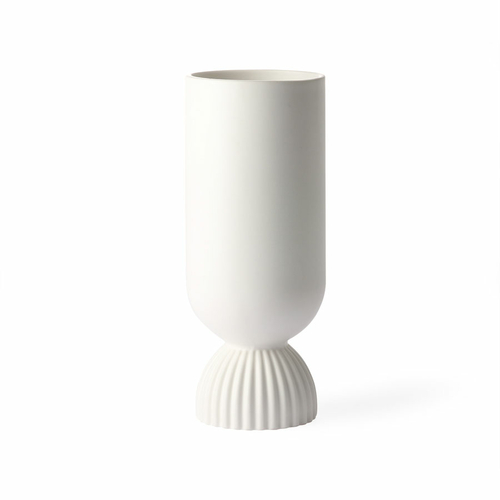 HK Living Vase Blanc avec Base Nervurée