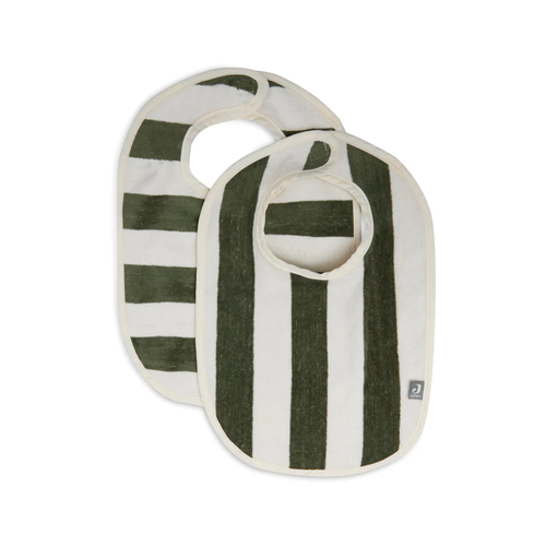 Jollein Lot de 2 bavoirs Stripe en éponge Leaf Green