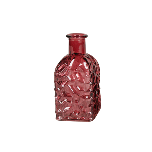 Le Comptoir Vase Bouteille en verre (H.13 cm) Rose à Facettes