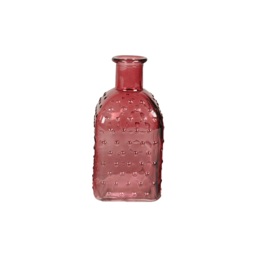 Le Comptoir Vase Bouteille en verre (H.13 cm) Rose à Pois