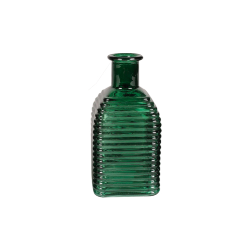 Le Comptoir Vase Bouteille en verre (H.13 cm) Vert à Rainures