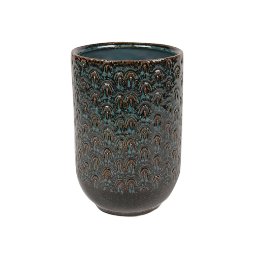 Le Comptoir Vase en céramique Bleu Paon