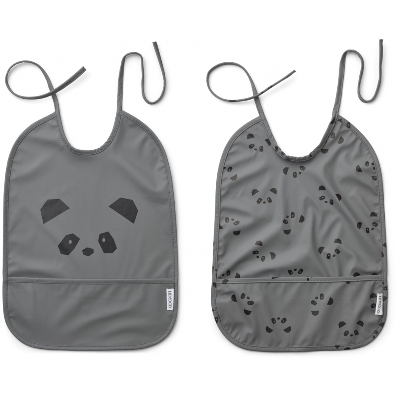 Lot de 2 Bavoirs Lai Panda Gris Anthracite Liewood