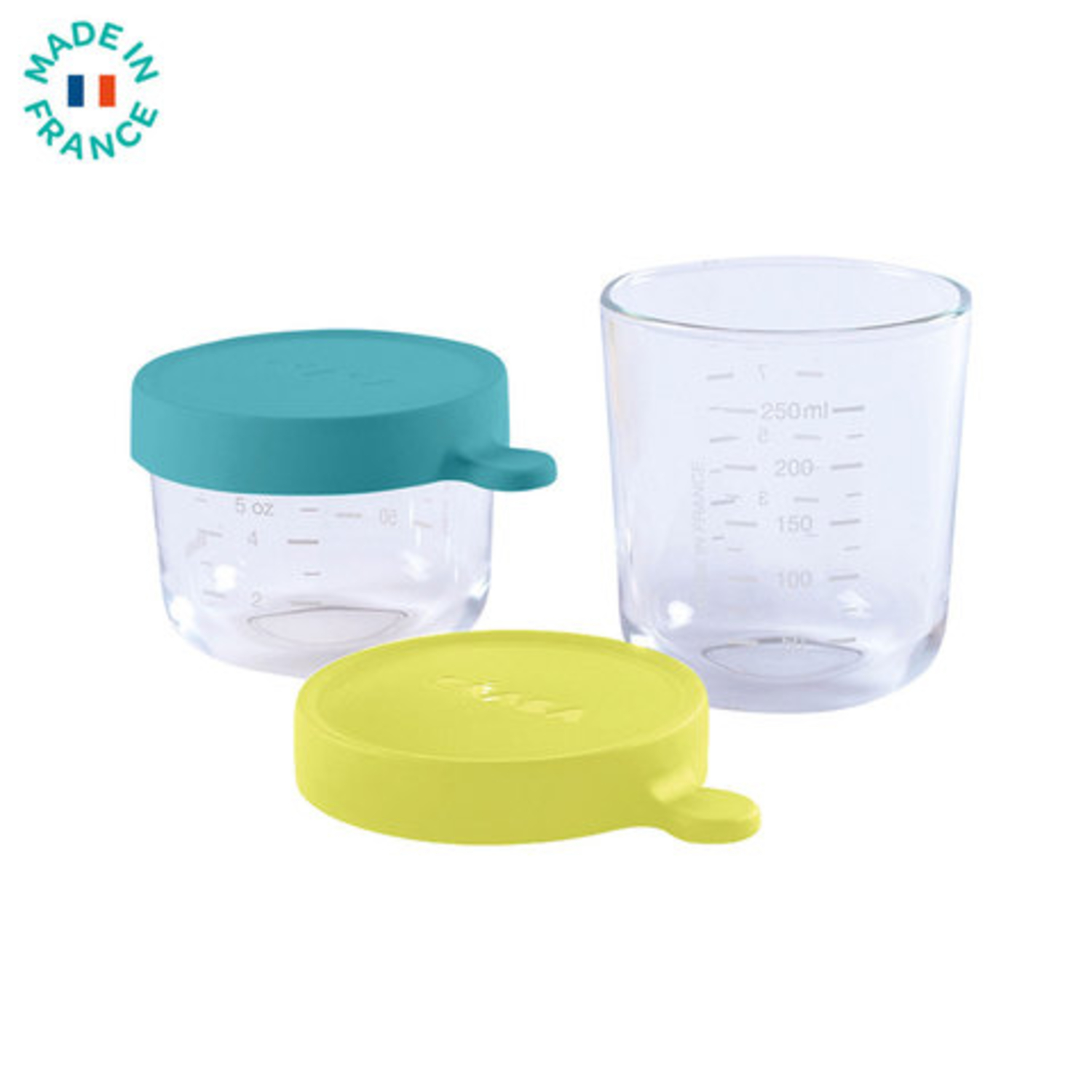 Lot de 2 Pots de Conservation en verre Bleu / Vert Beaba
