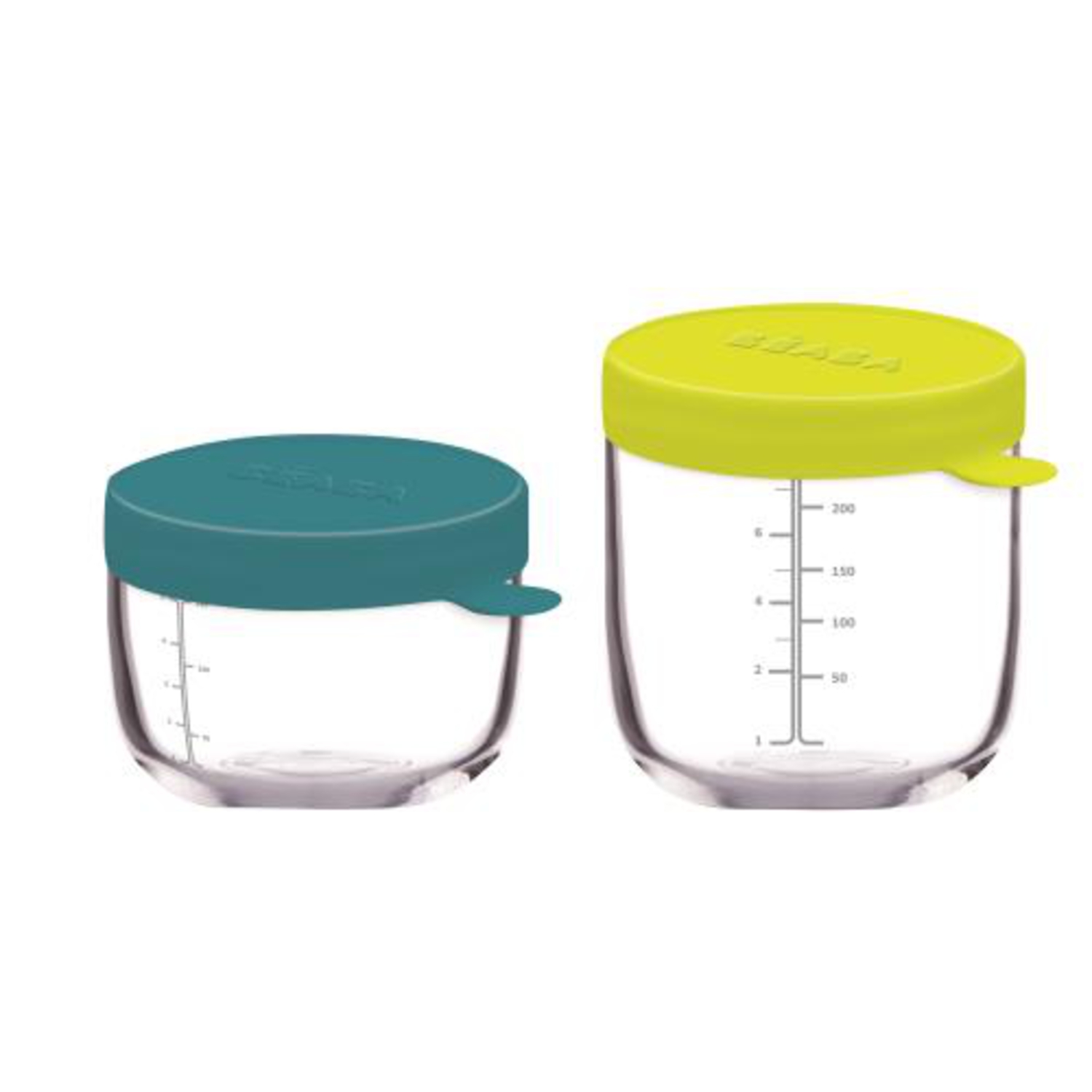 Lot de 2 Pots de Conservation en verre Bleu / Vert Beaba
