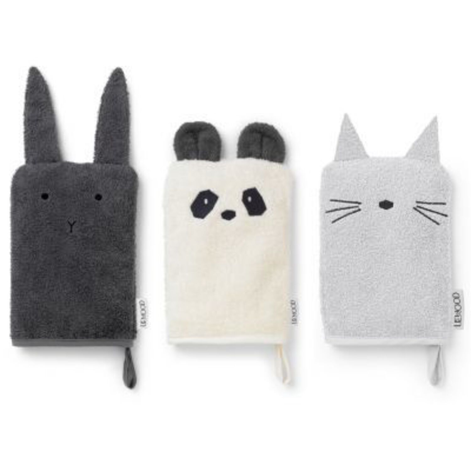 Lot de 3 Gants de Toilette Gris Liewood
