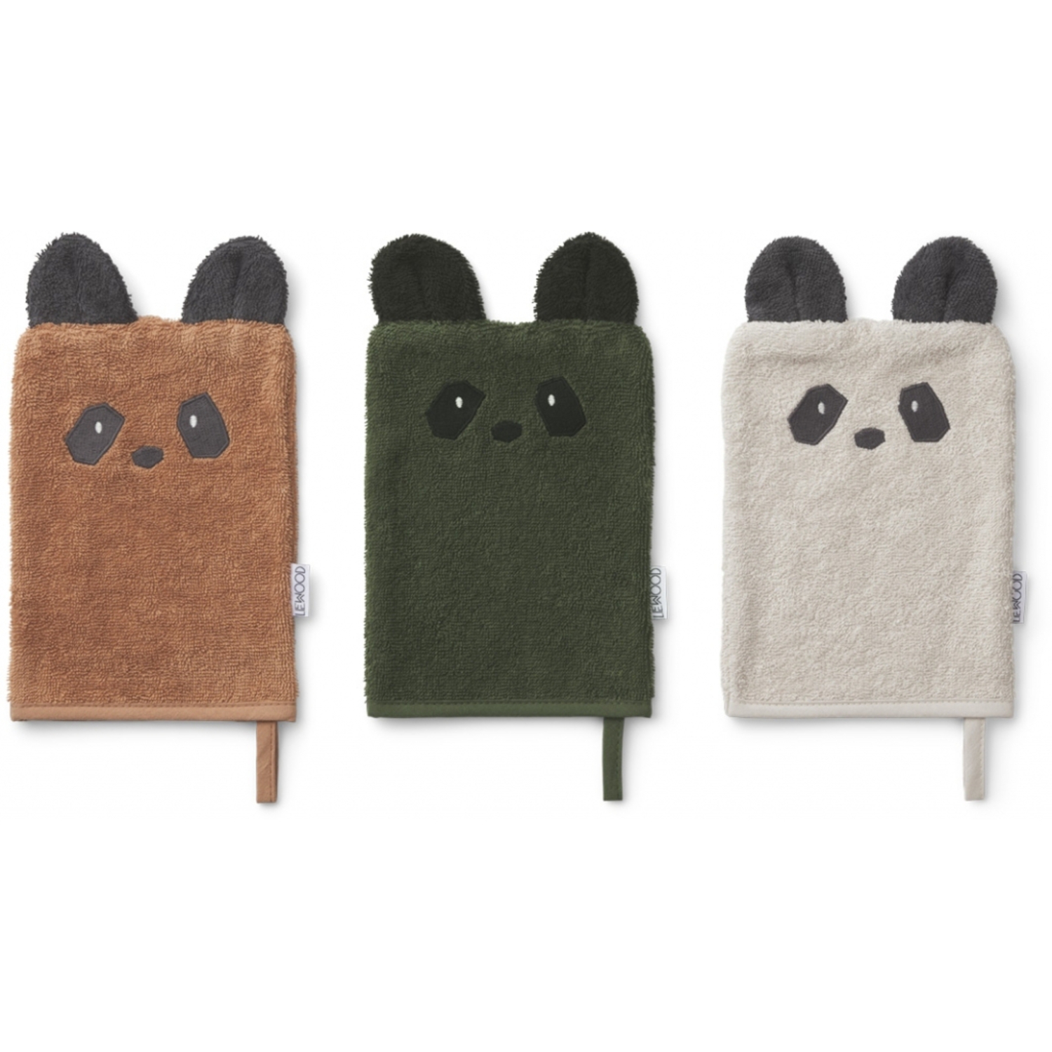 Lot de 3 Gants de Toilette Panda Liewood