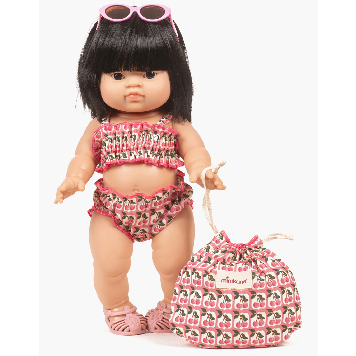 Maillot de bain rétro 2 pièces avec pochon Cerises Minikane