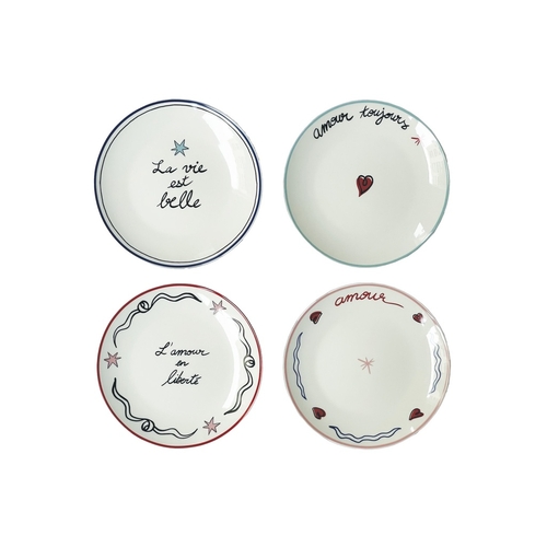 Opjet Lot de 4 Assiettes Dessert Amour en Liberté