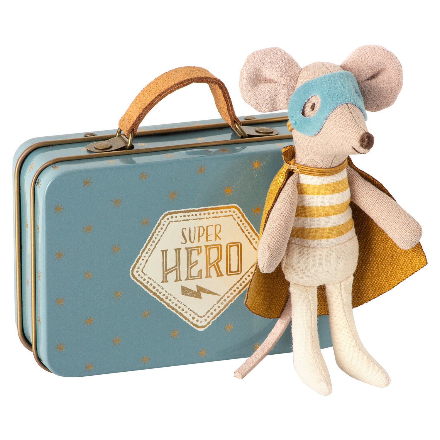 Petite Souris "Super Héro" Dans sa Valise Métal Maileg