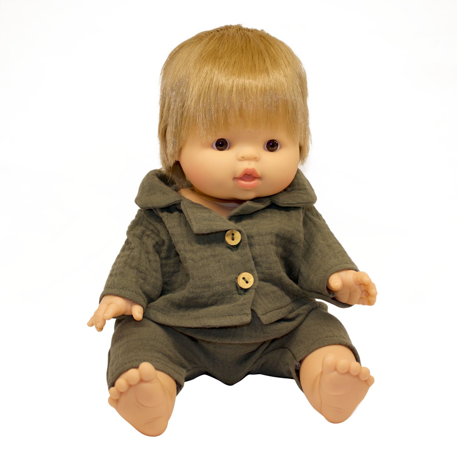 Pyjama pantalon et veste en gaze de coton Kaki ChoO