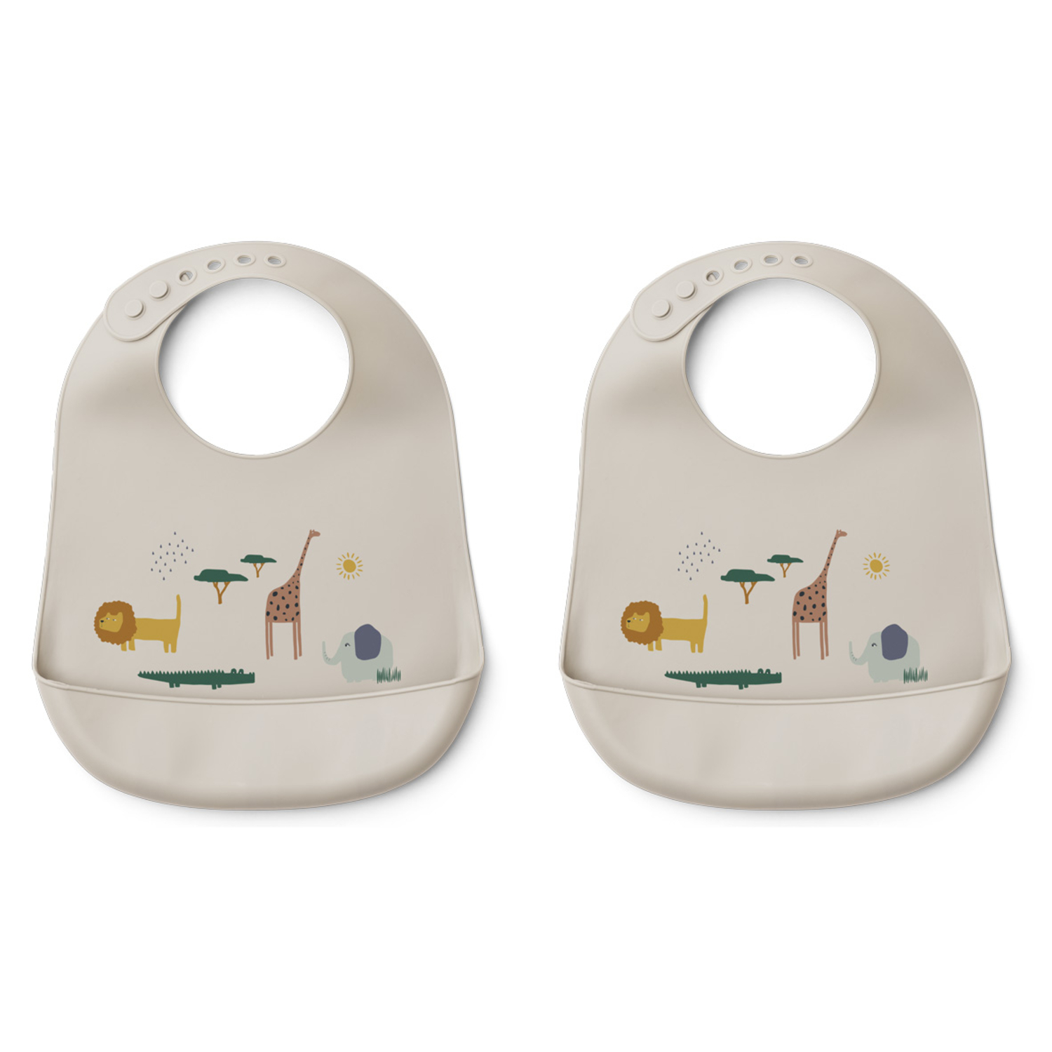 Set de 2 Bavoirs en Silicone Tilda Safari Sandy Mix Liewood