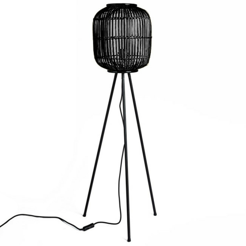 Simla Lampe en métal noir / bambou Noir