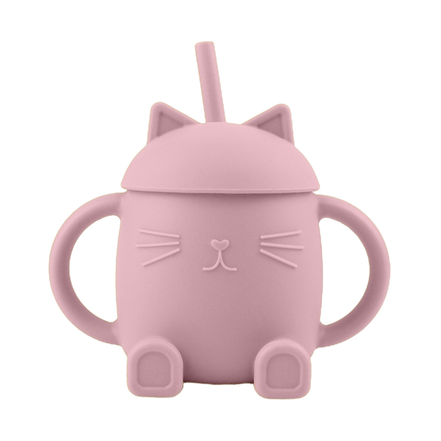 Tasse avec Paille en Silicone Chatty Rose Foncé ChoO