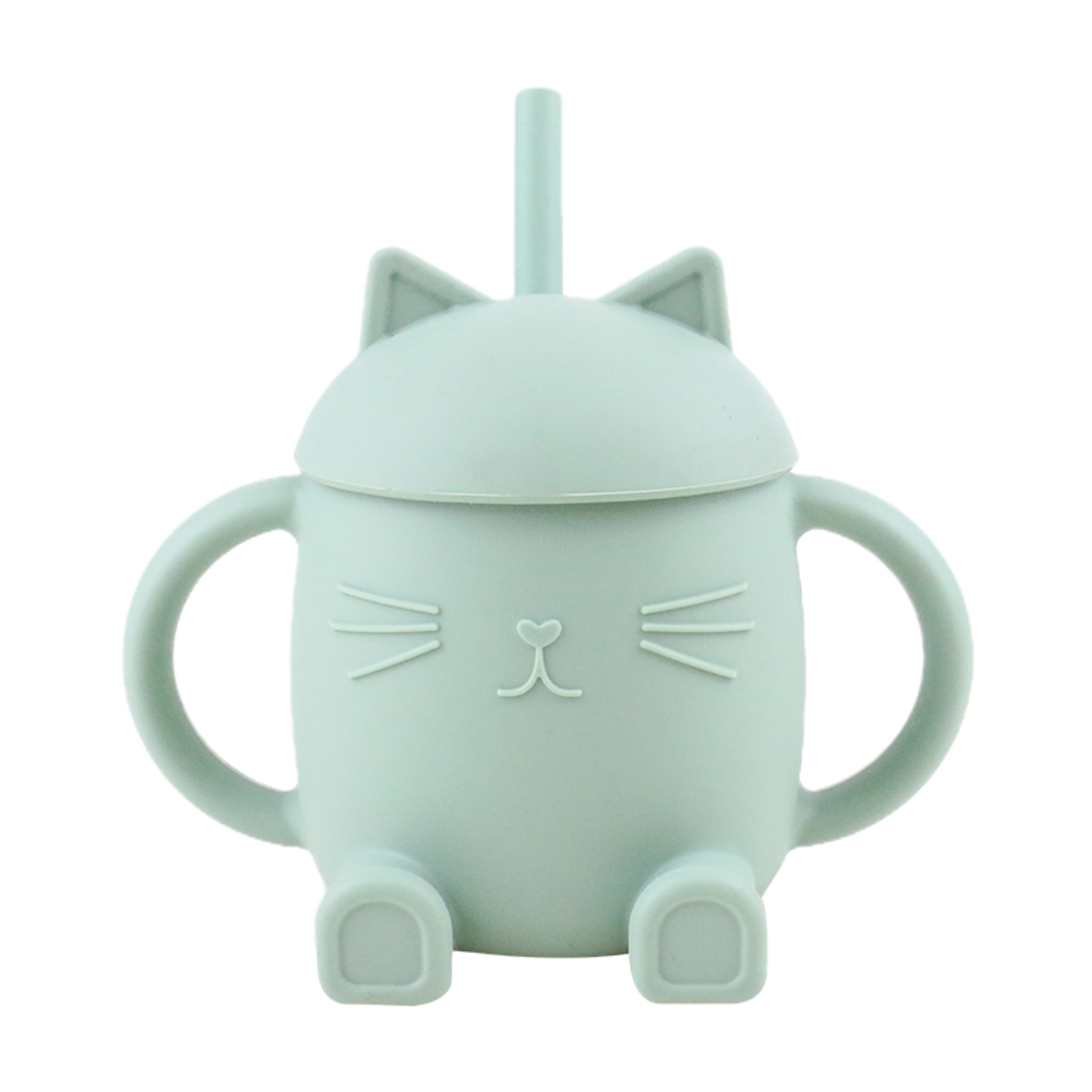 Tasse avec Paille en Silicone Chatty Vert Sauge ChoO