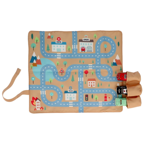 Tutete Nappe de Jeux Circuit avec 3 Voitures Moutarde