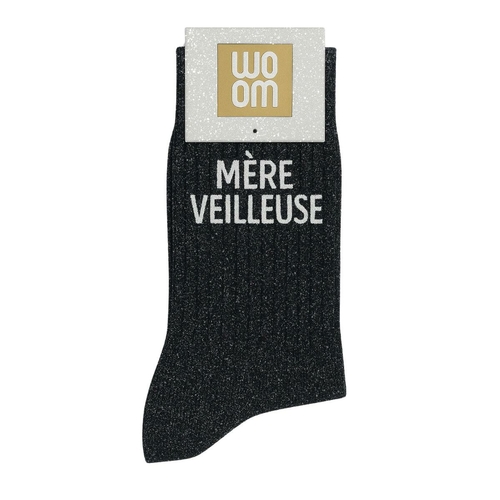 WOOM Chaussettes à Paillettes "Mère Veilleuse" 36-40 Noir
