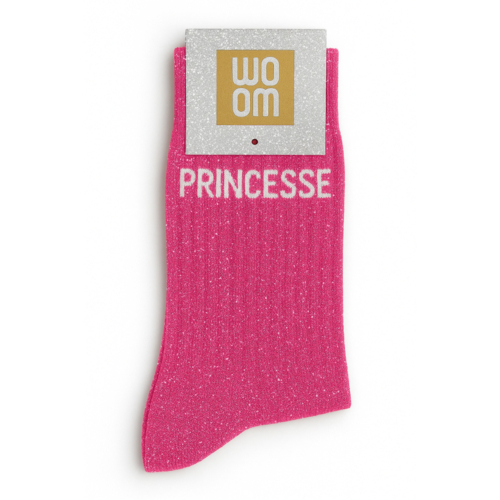WOOM Chaussettes à paillettes Princesse 36-40 Fuchsia